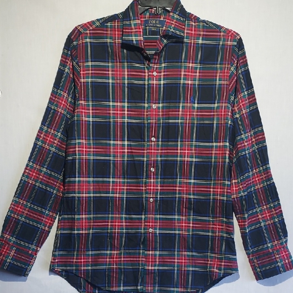 Polo Ralph Lauren Slim Fit Men's‎ Plaid Shirt long sleeve button-up size large